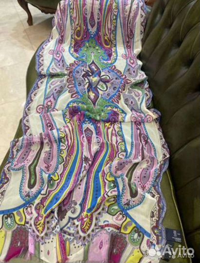 Палантин etro и dior шелковые италия