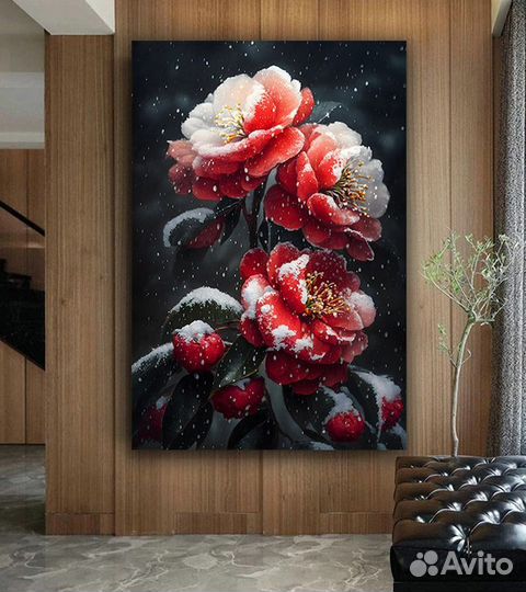 Картина маслом на холсте с любовью снежные розы