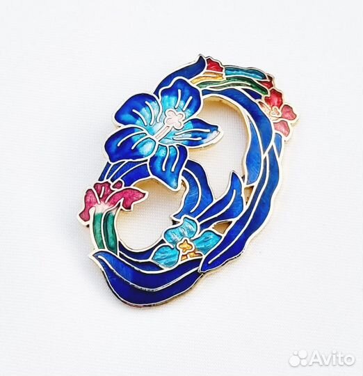 Винтажная брошь, клуазоне, Англия