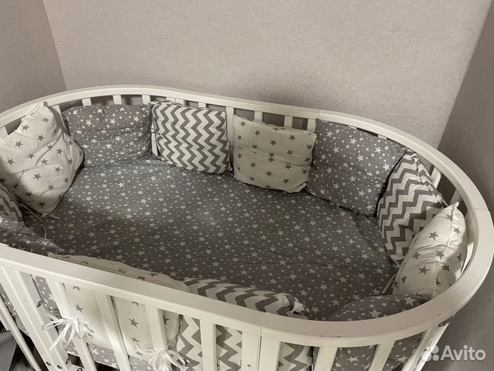 Детская кроватка трансформер круглая