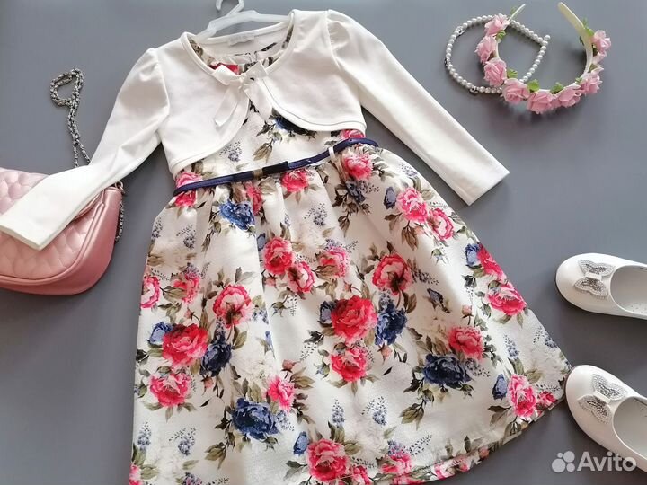 Платье для девочки и болеро 110