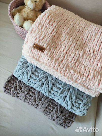 Плед детский косами плюшевый ручной работы