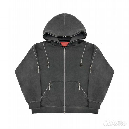 Mark rodovsky cross zipper hoodie