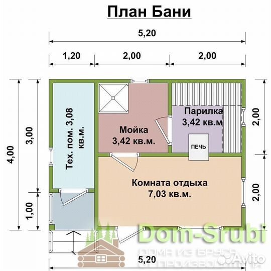 Фурманов. Надёжная Баня из бруса Б-30 (4х5.20)