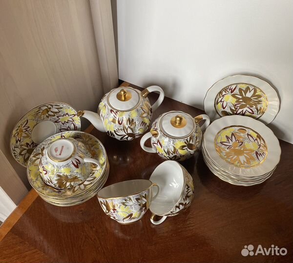 Чайный сервиз лфз СССР золотые ромашки