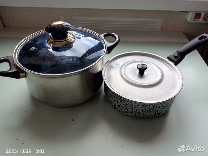 Кастрюля 3,5л и ковш 1,8л со съемной ручкой