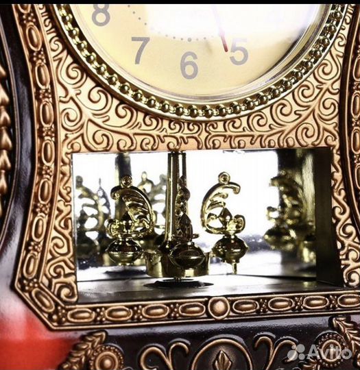 Ретро часы настольные красный/золото