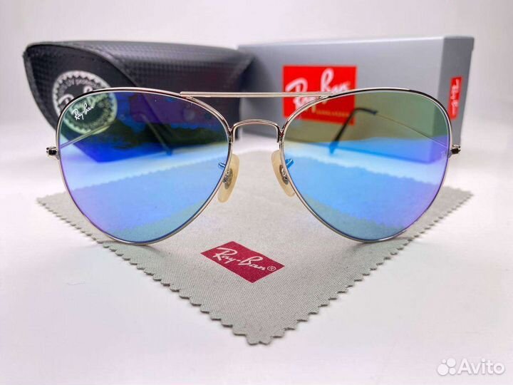 Очки Ray Ban Aviator Лазурное Silver Стекло