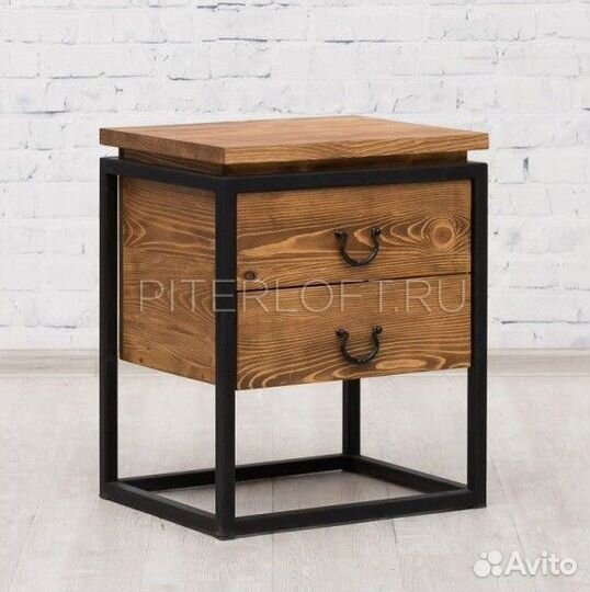 Тумба прикроватная в стиле лофт со смолой