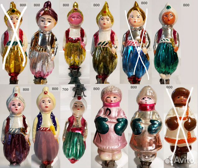 Елочные игрушки на прищепке, подвесе СССР