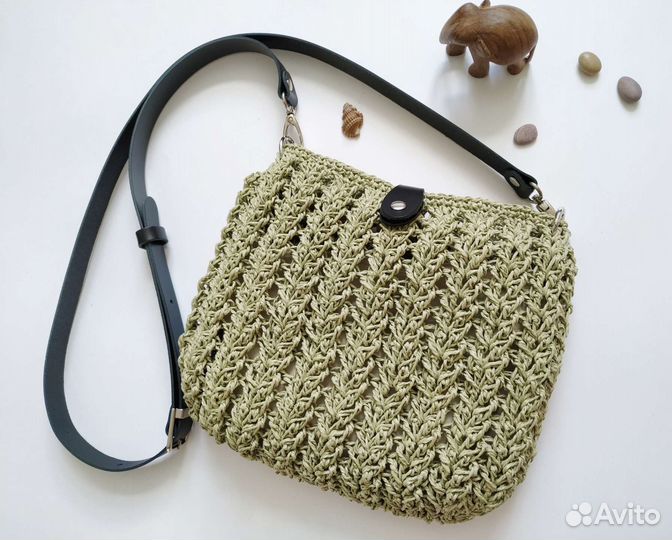 Cумка из рафии с ремнём