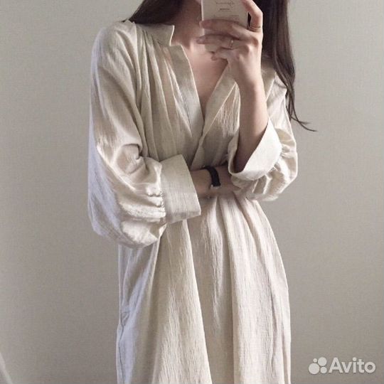 Платьем женское дышащее лен хлопок
