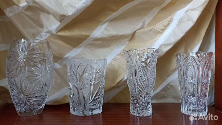 Ваза Хрусталь СССР Астра Иней Аленький цветок Крем