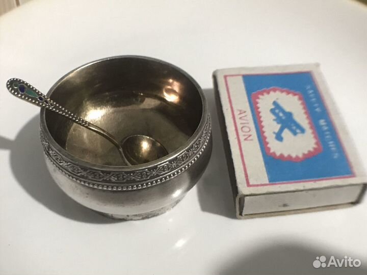 Солонка с ложкой серебро