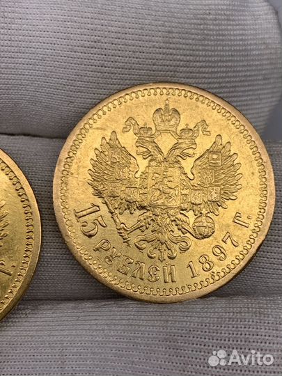 Золотые монеты 15 рублей Николая 2