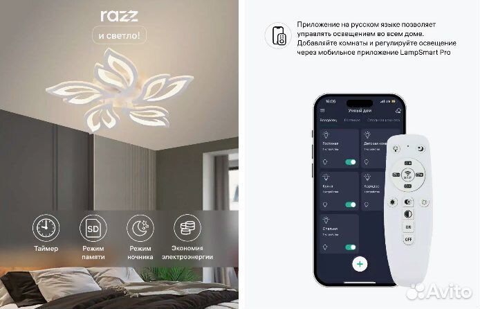Люстра(новая)умная светодиод.с пультом и приложени