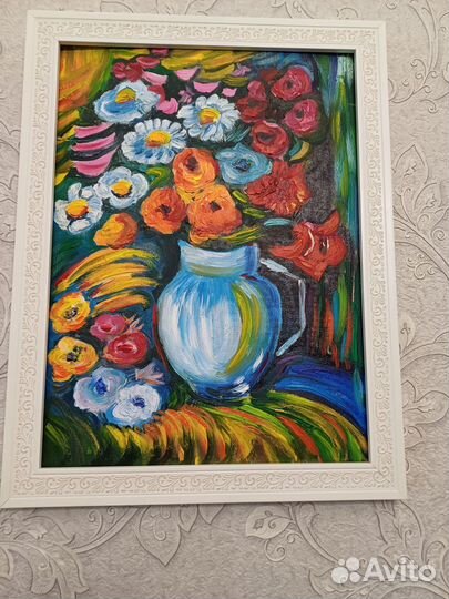 Цветы,картина маслом на холсте,30х40