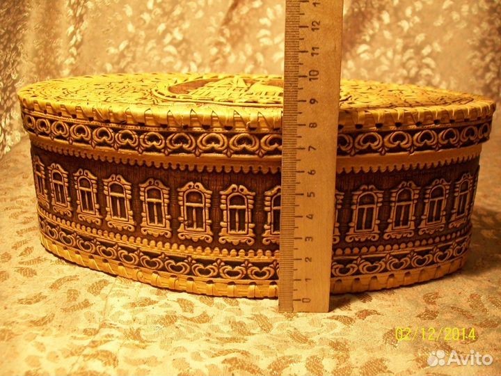 Большая овальная шкатулка Россия из Бересты для ук