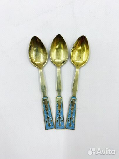 Ложка Ленинрадский фонарик Серебро 875 пробы Эмаль