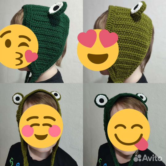 Шапка повязка лягушка