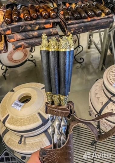 Шампура 6 шт. + кожаный чехол