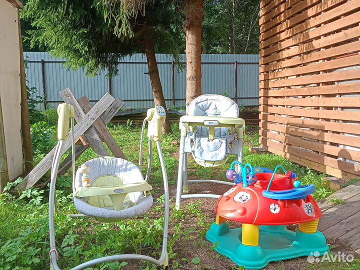 Детская кровать, качели, манеж