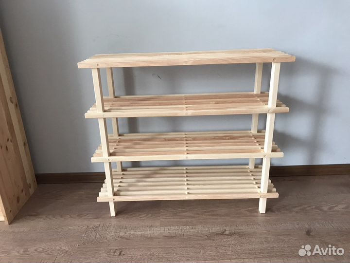 Полка для обуви 4х ярусная из массива сосны