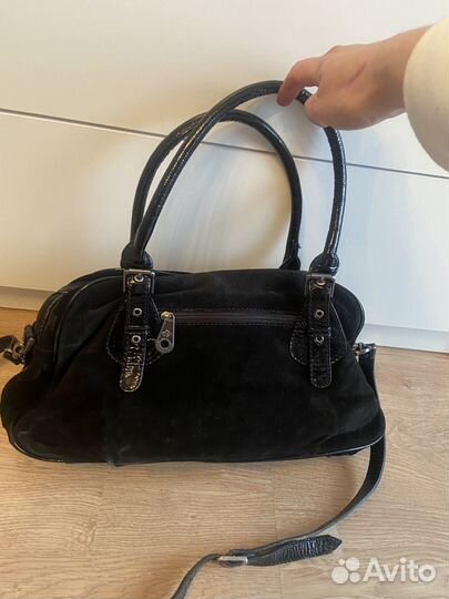 Сумка женская натуральная замша черная Италия