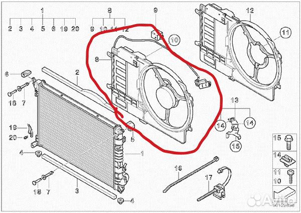 Оригинал Вентилятор радиатора BMW mini R50 R53