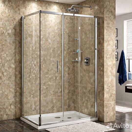Душевые стеклянные перегородки с установкой