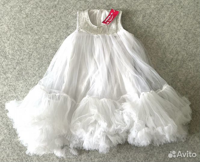 Платье нарядное белое для девочки размер 98 104