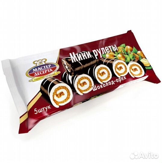 Мини-рулеты бисквитные шоколадно-ореховые 175 г
