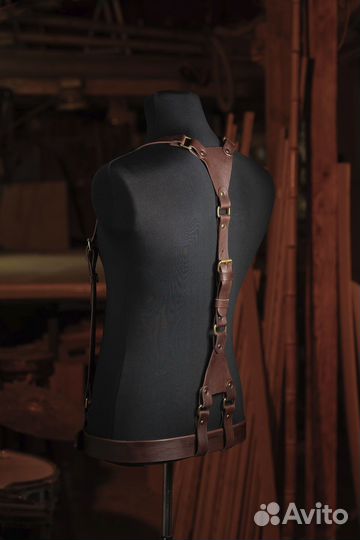 Мужские подтяжки, ручная работа, натуральная кожа