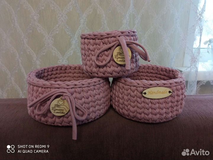 Корзиночки из трикотажной пряжи