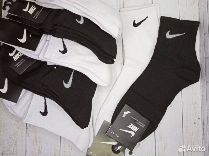 Носки Nike белые чёрные хлопок