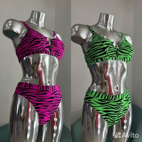 Купальник с завышенными плавками Зебра