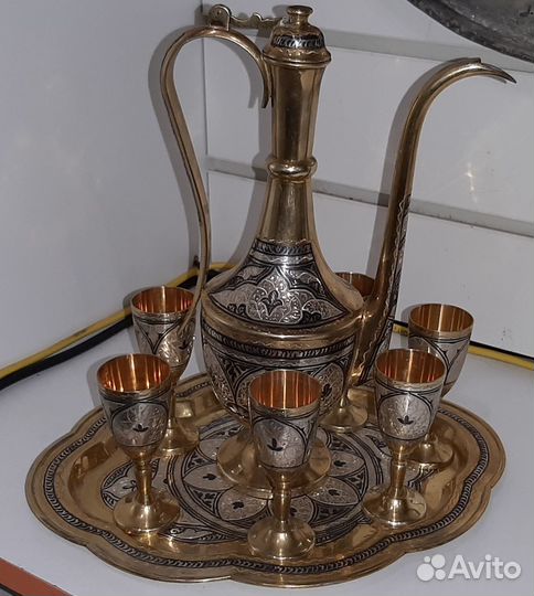 Коньячный набор. Серебро, 875 проба. СССР, 1015 гр