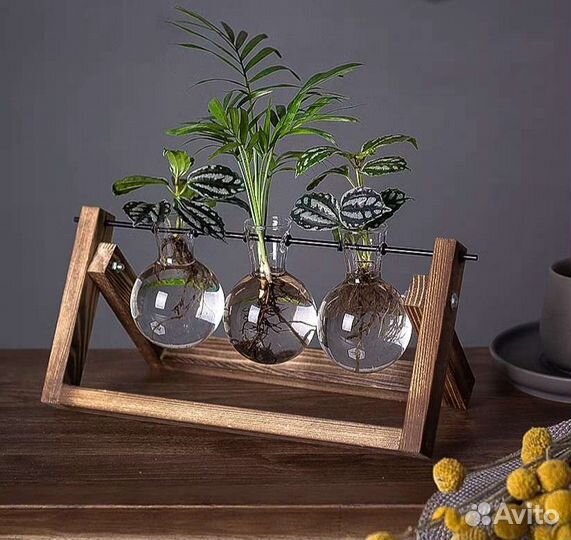 Ваза для цветов тройная стекло Новая