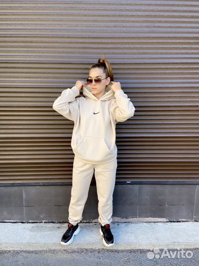 Новый теплый Костюм двойка Nike футер на плюше