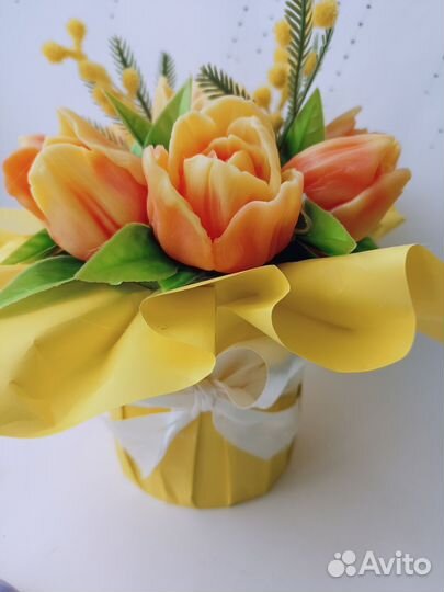 Букет тюльпанов из мыла ручной работы