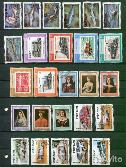 Иностранные почтовые марки 93 штуки Фауна Техника