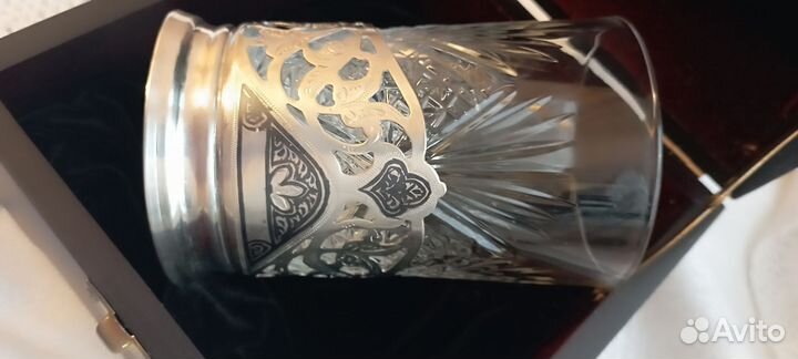 Подстаканник серебряный с хрустальным стаканом