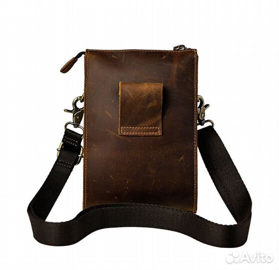 Сумка мужская на ремень/плечо из кожи крейзи хорс