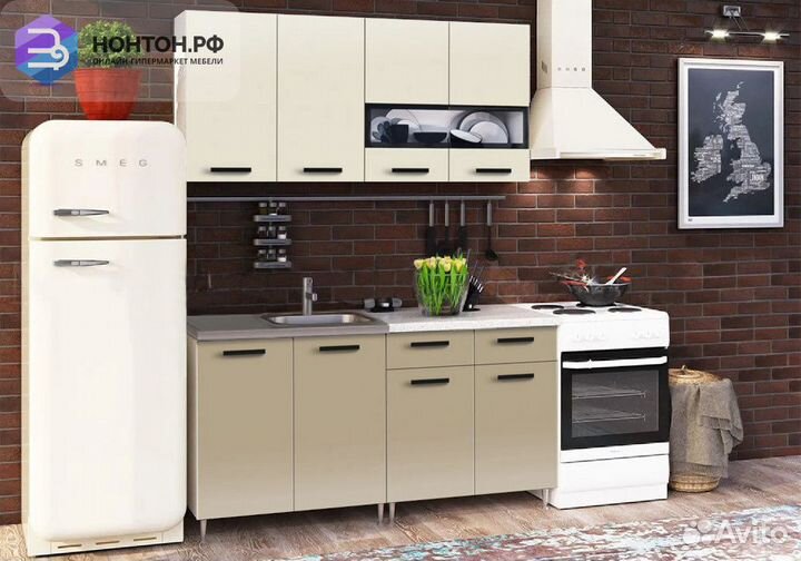 Кухня Рио-2 1.6м бежевый / капучино