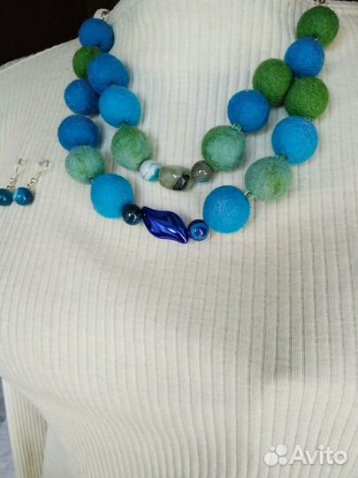 Колье и серьги, комплект с натуральными камнями