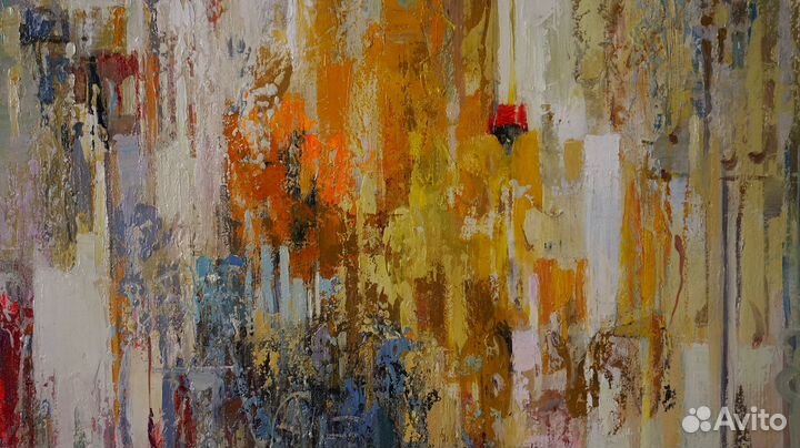 Картина Маслом на холсте Яркий Город Живопись