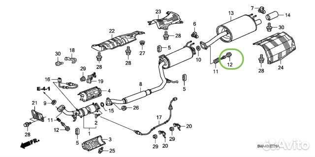 Болт соединения глушителя 18231snaa00 Honda