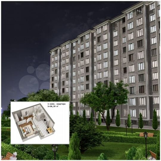1-к. квартира, 50,4 м², 5/10 эт.