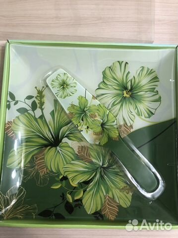 Блюдо стеклянное с лопаткой