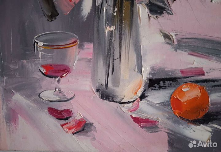 Картина холст масло 48*58 цветы букет натюрморт